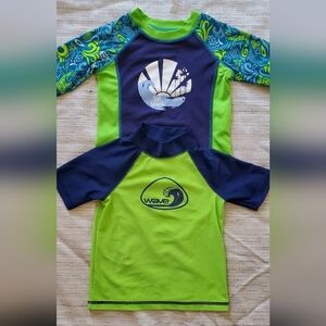 Kids Swim Shirt Set - Neon Green & Blue SPF Lot Of 2 Size 3T Bundle Pool Beach